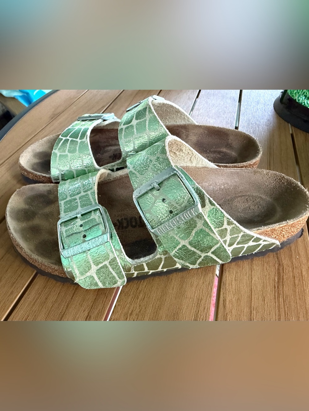 Birkenstock Arizona in Iridescent Matcha Sandals - Picture 4 of 8